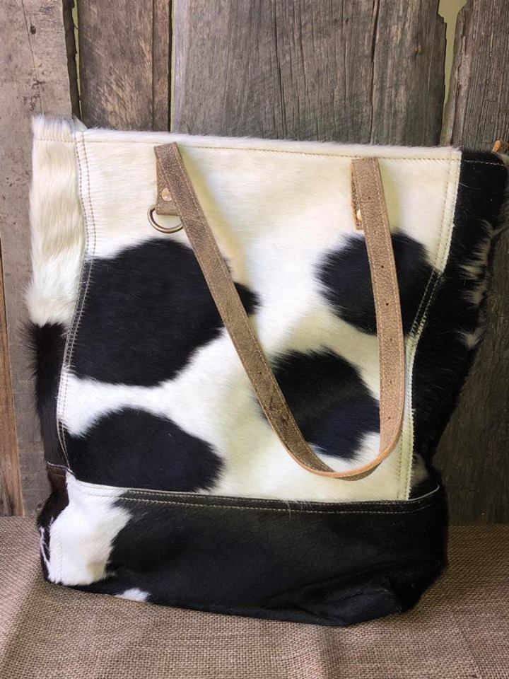 Cowhide tote purse best sale