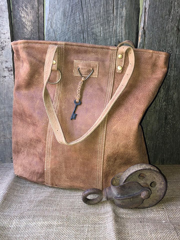Leather Ring and Key Brown Bag