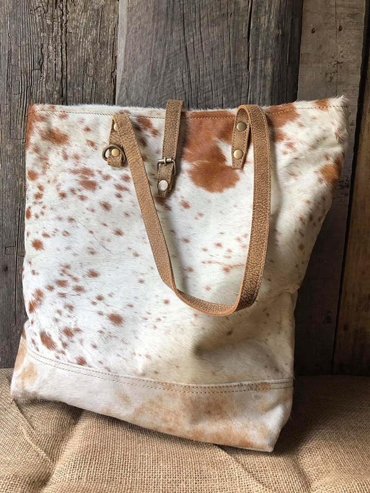 Cowhide Chestnut/Brown and White  Purse/Tote