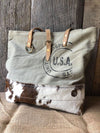 Cowhide and Canvas "USA Stamp" Purse/Tote