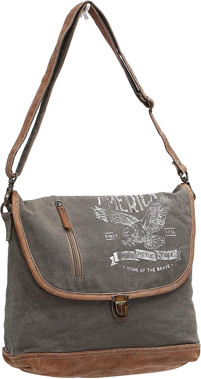 Bald Eagle Upcycled Canvas Messenger Bag