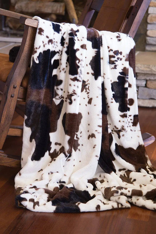 Sherpa cow print blanket sale