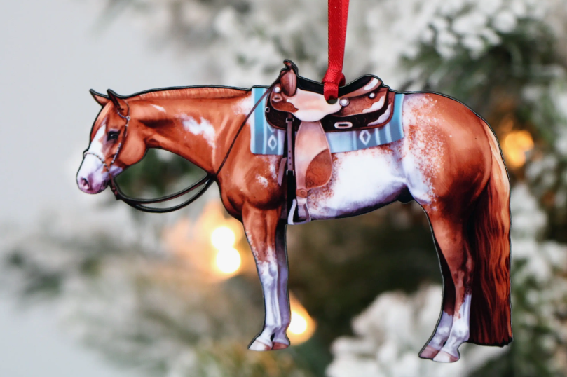 Chestnut Overo Sabino Western Paint Horse Ornament