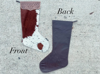 Hand Tooled Leather Cowhide Christmas Stockings