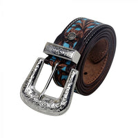 Turquoise Hand Tooled Leather Belt