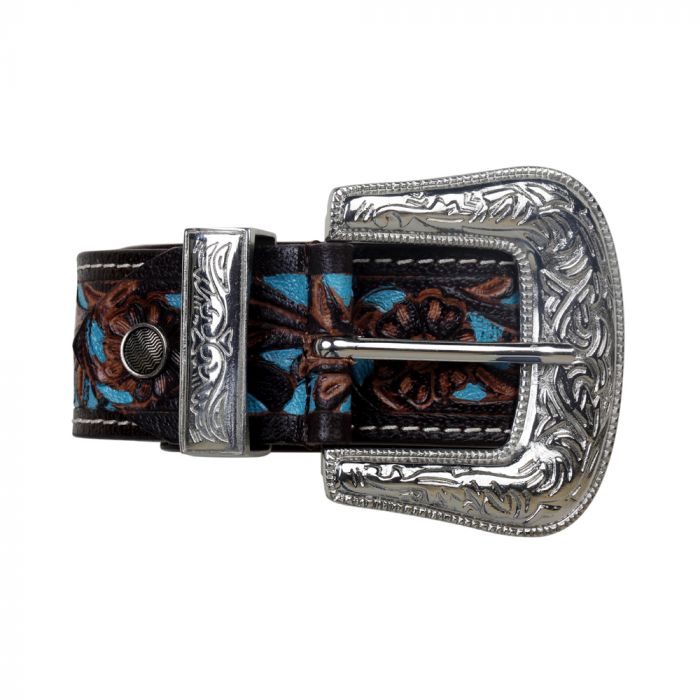 Turquoise Hand Tooled Leather Belt