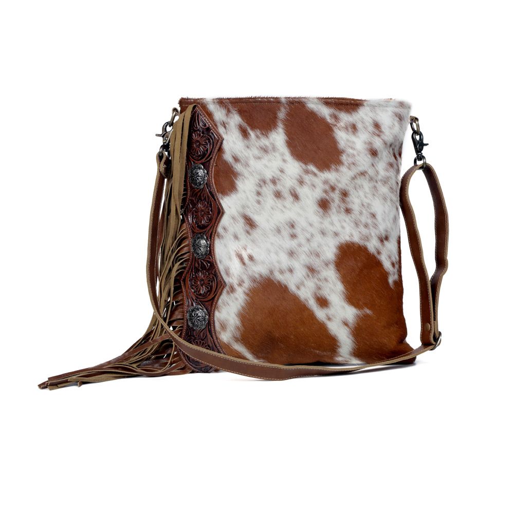 Large Cowhide shops Leather Flip Top Shoulder Bag