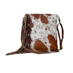 Cowhide and Hand Tooled Leather Purse Shoulder Bag