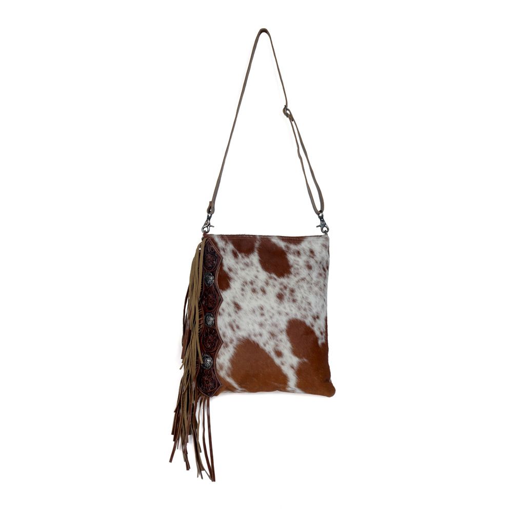 Cowhide Brown Hand-tooled on sale leather purse-kljd