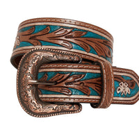 Floral Pattern Leather Belt