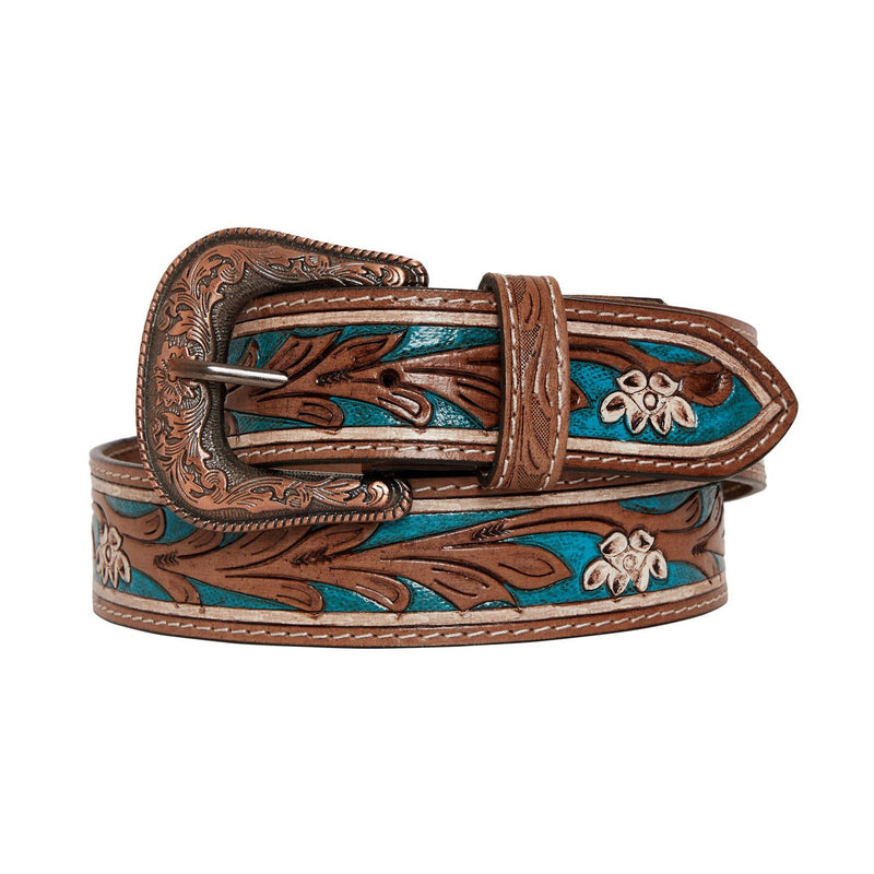 Floral Pattern Leather Belt