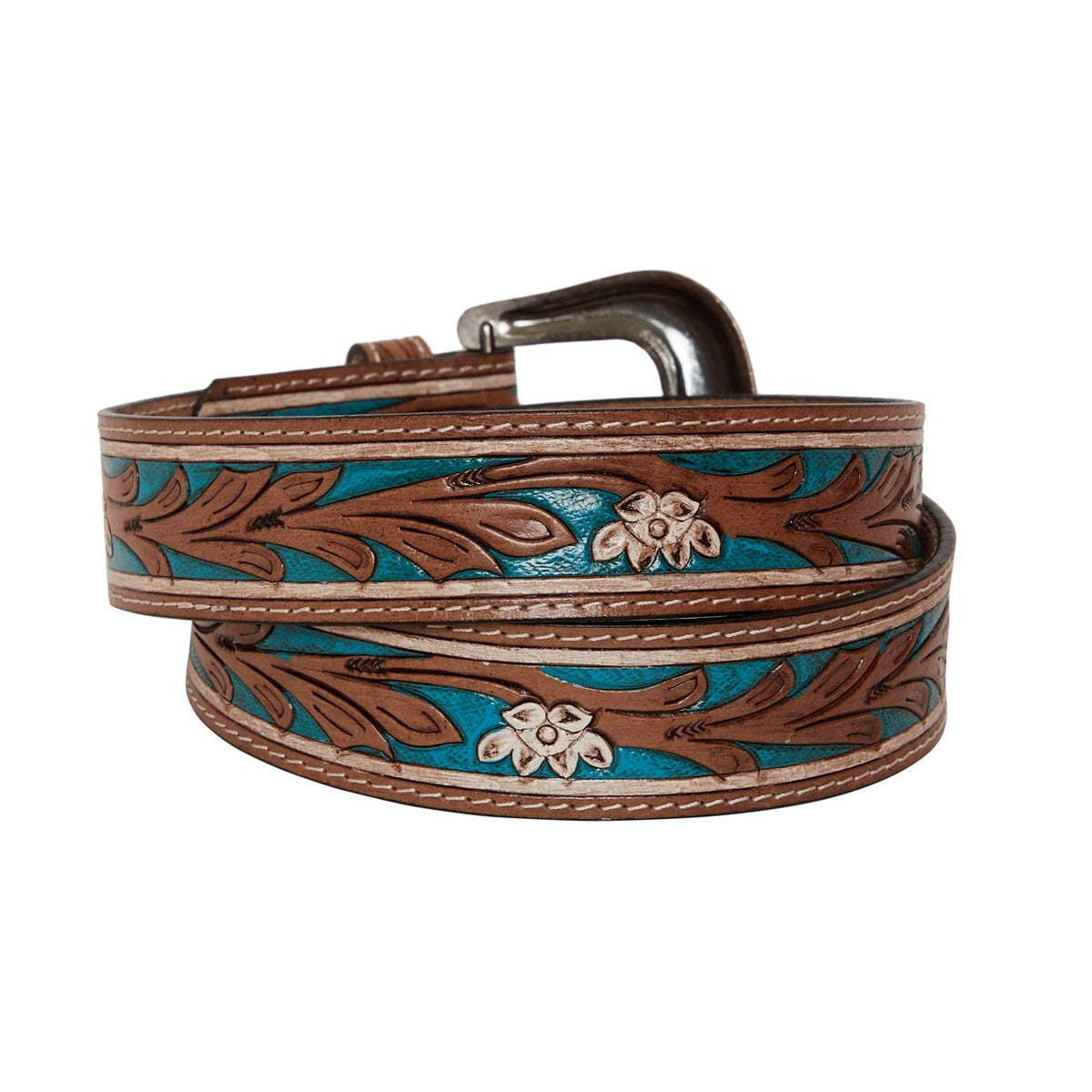 Floral Pattern Leather Belt