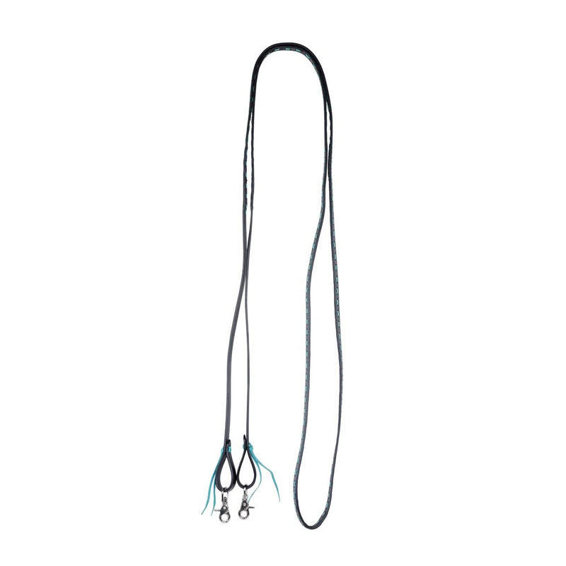 Leather Reins with Turquoise Blue Color Accents