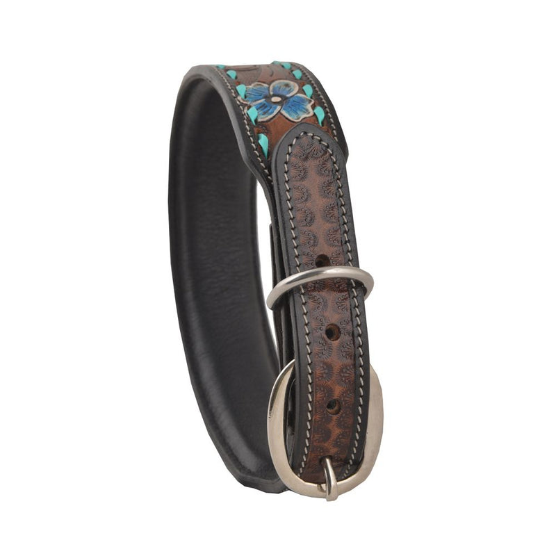 Hand Tooled Leather Dog Collar with Sunflower