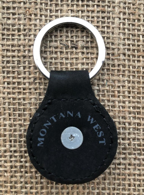 Montana West Black Leather with Berry Concho Key Chain
