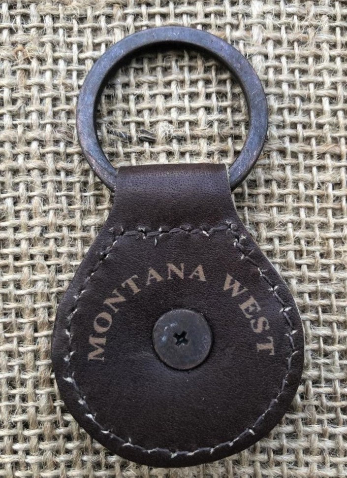 Montana West Coffee Leather with Berry Concho Key Chain