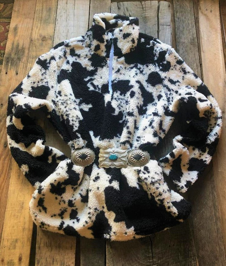 Cow Print Sherpa Black and White