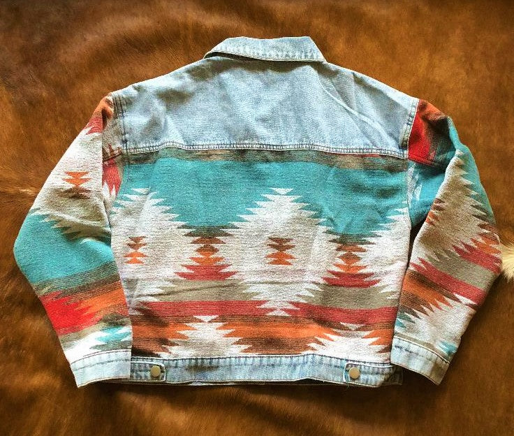 Western Aztec Denim Jacket