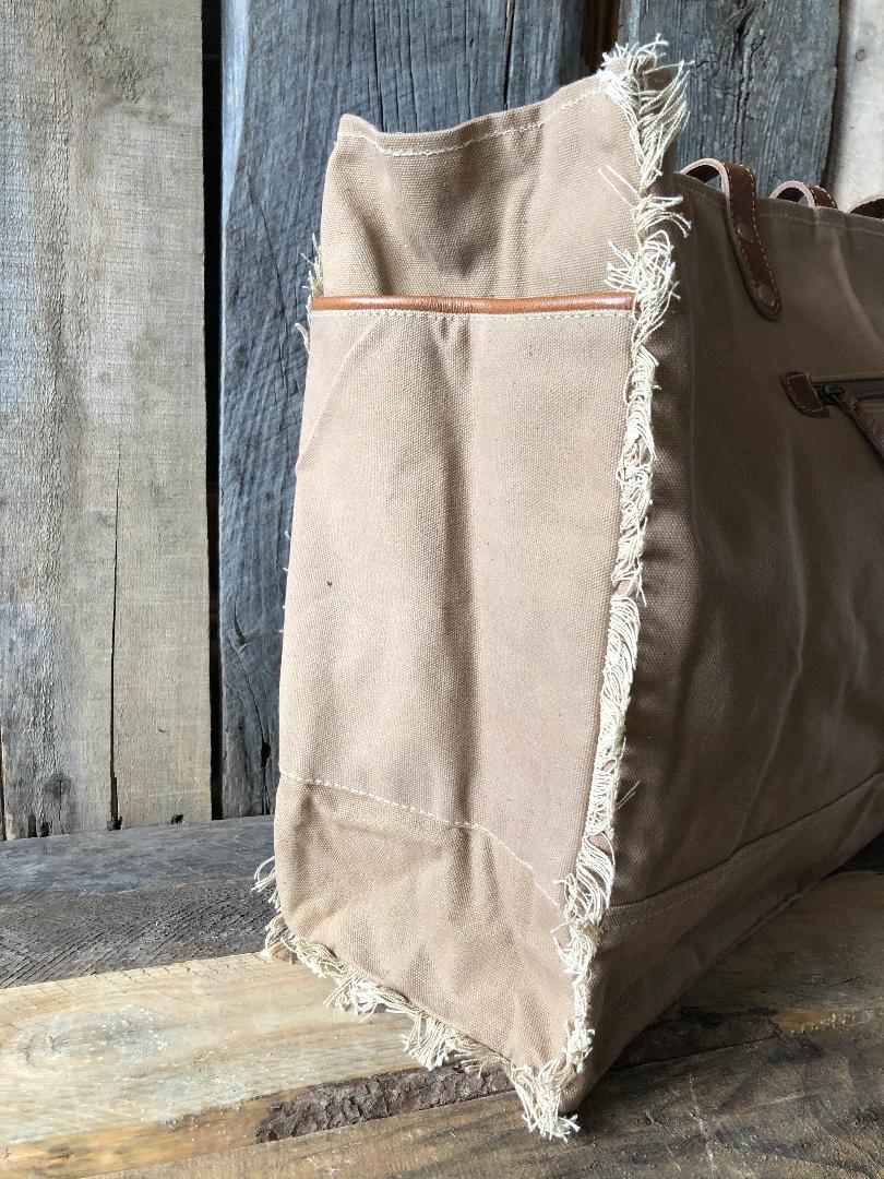 Leather and Canvas Western Blanket Tote