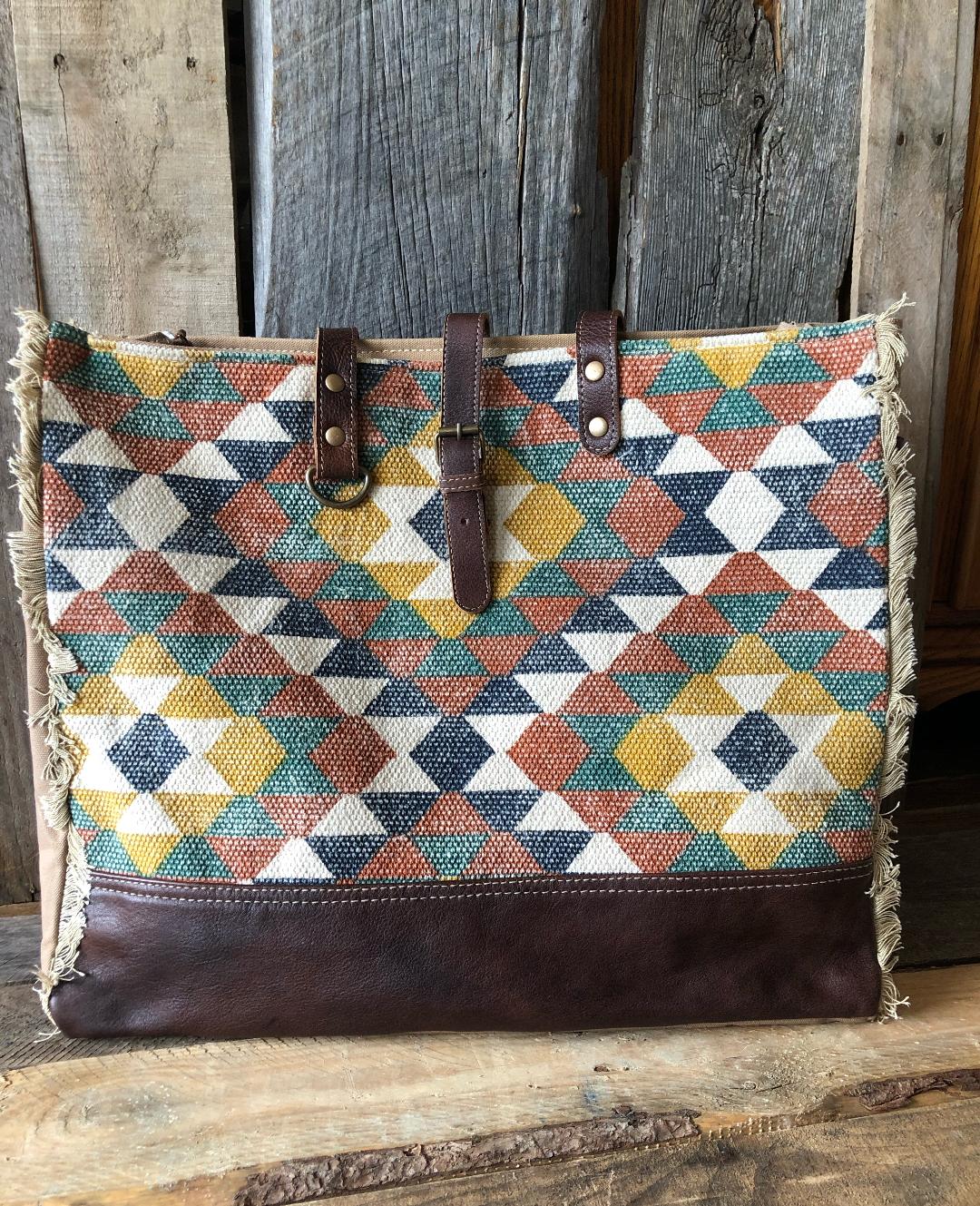 Leather and Canvas Blanket Tote