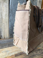 Leather and Canvas Blanket Tote