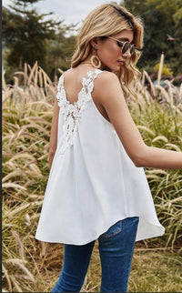 Chiffon Lace Applique Tank Top