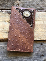 Leather Ostrich Pattern Cowhide Long Wallet