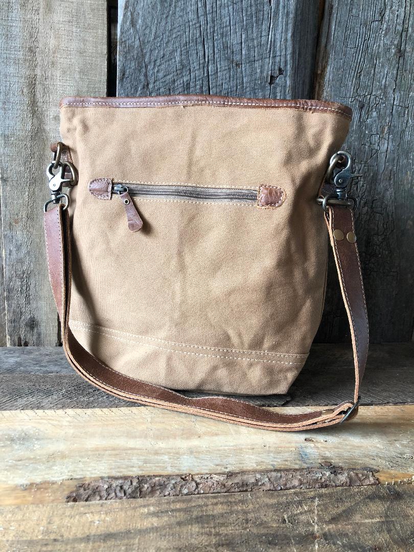 Leather and Western Canvas Blanket Shoulder Bag