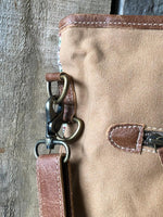 Leather and Western Canvas Blanket Shoulder Bag