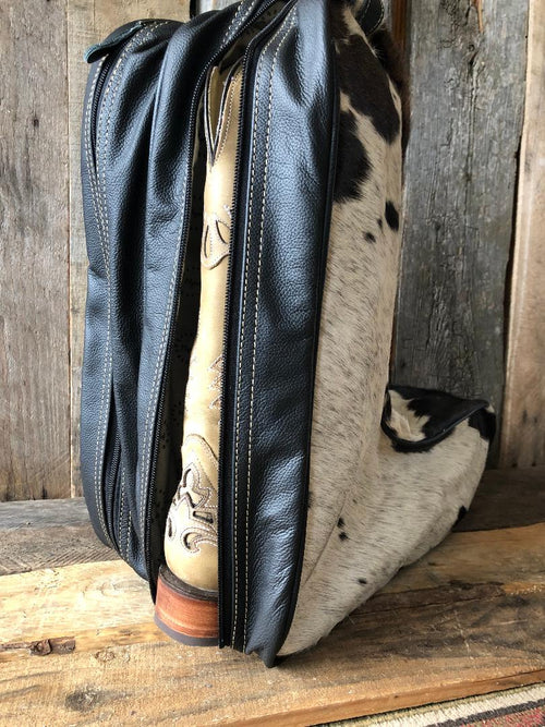 Cowhide and Leather Boot Bag