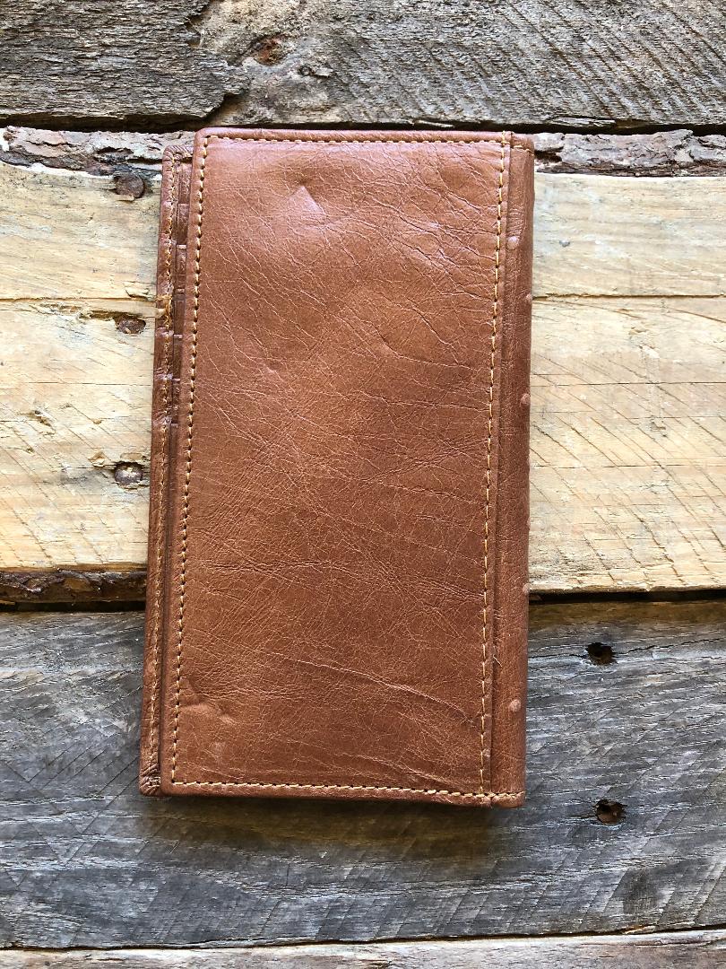 Leather Ostrich Pattern Cowhide Long Wallet