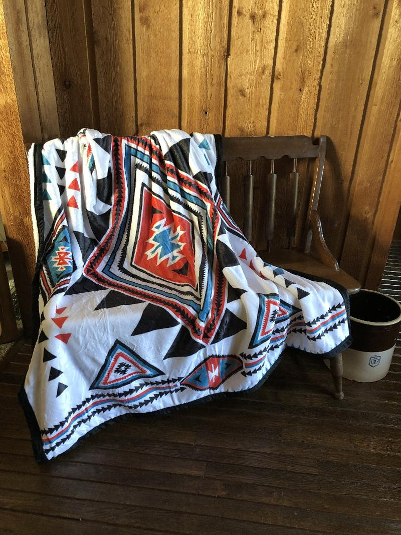 Southwest Sherpa Lined Blanket Throw