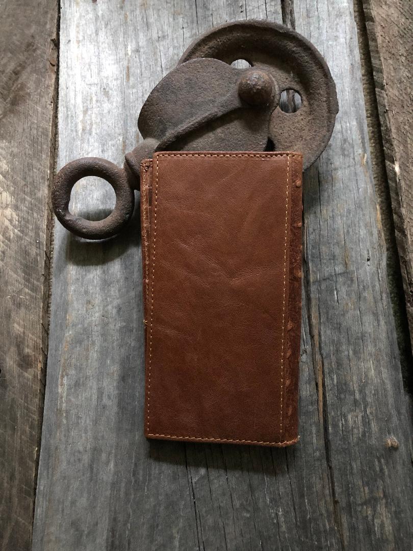 Leather Ostrich Pattern Cowhide Long Wallet